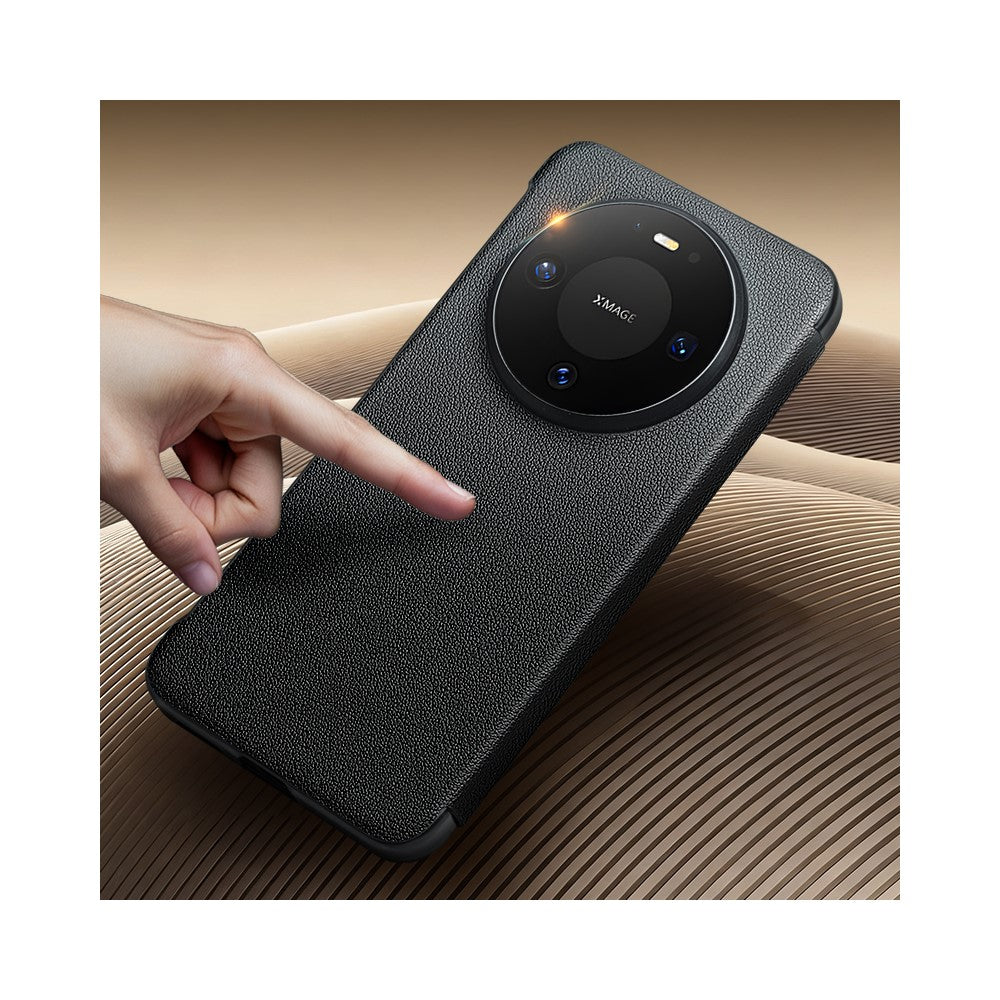 QIALINO For Huawei Mate 80 / Mate 80 Pro Case View Window Genuine Cow Leather Flip Phone Cover with Card Slot