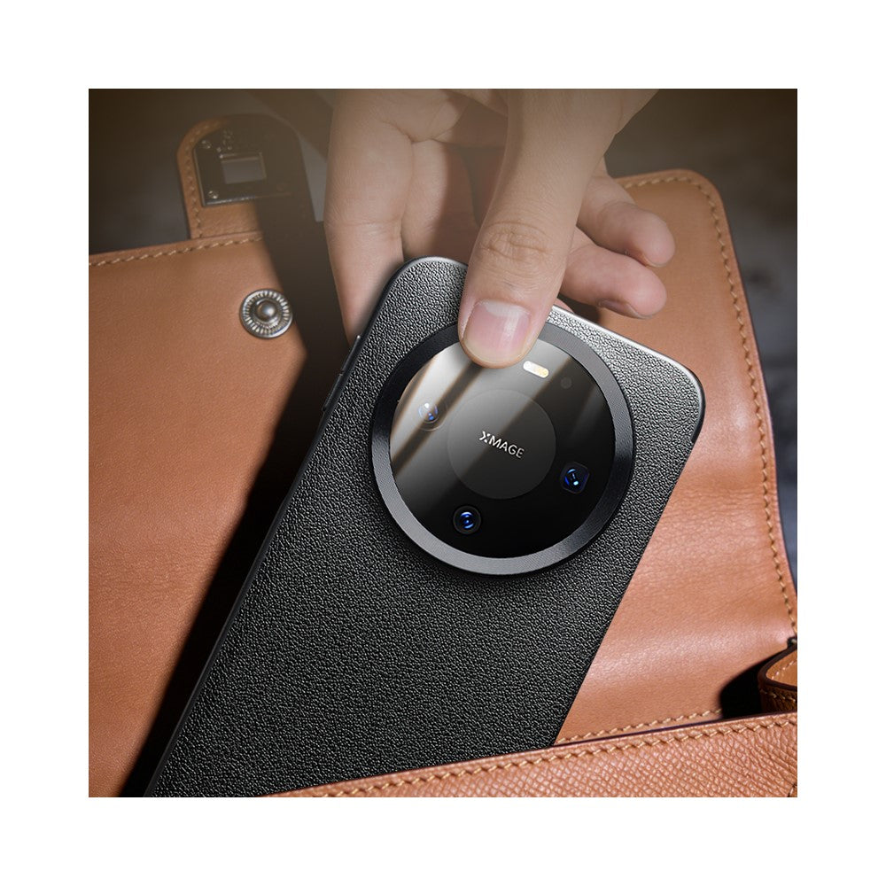 QIALINO For Huawei Mate 80  /  Mate 80 Pro Case View Window Genuine Cow Leather Flip Phone Cover with Tempered Glass Lens Protector