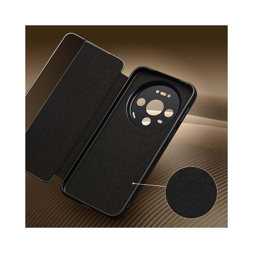 QIALINO For Huawei Mate 80  /  Mate 80 Pro Case View Window Genuine Cow Leather Flip Phone Cover with Tempered Glass Lens Protector