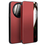 QIALINO For Huawei Mate 80  /  Mate 80 Pro Case View Window Genuine Cow Leather Flip Phone Cover with Tempered Glass Lens Protector