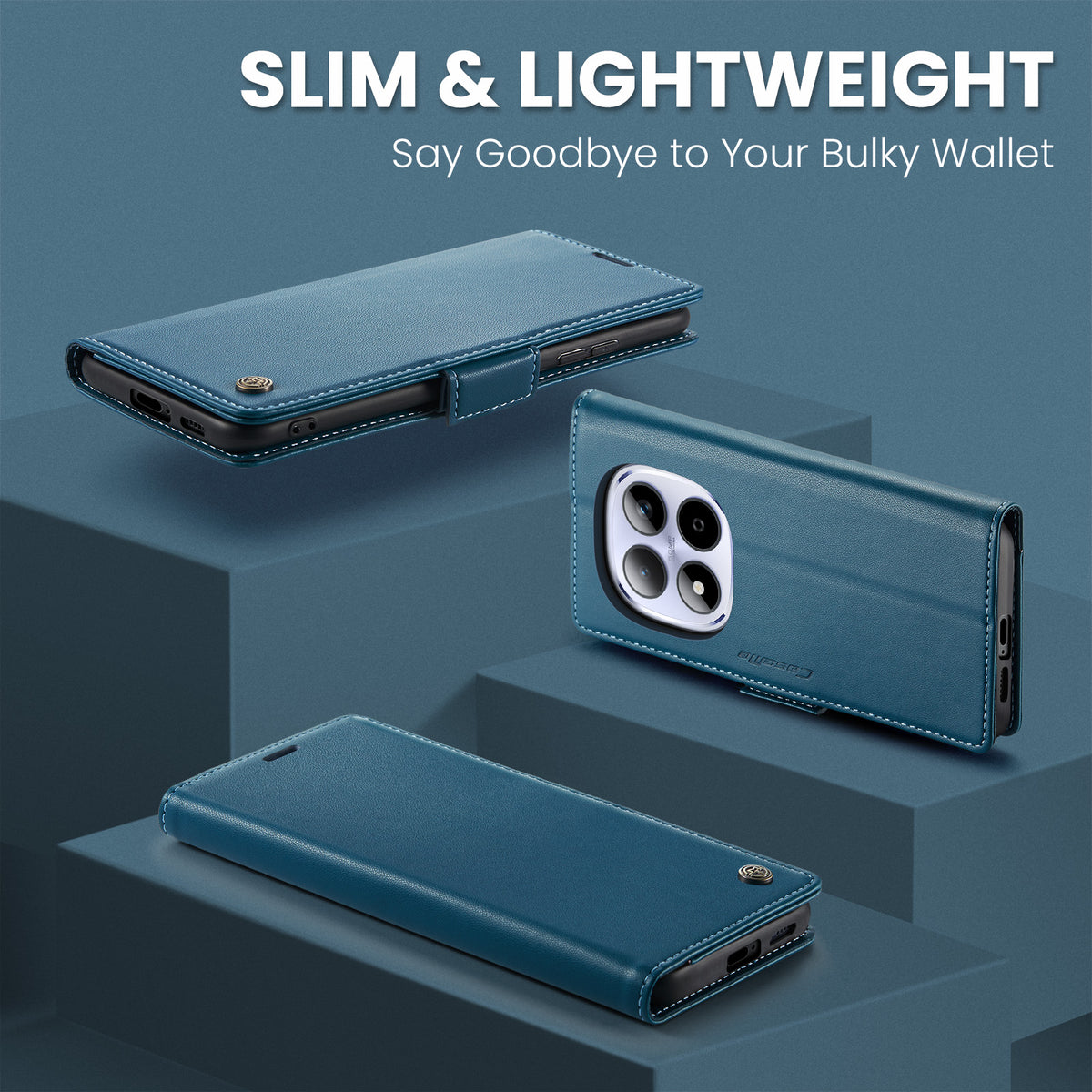 CASEME For Xiaomi Redmi Note 15 Pro 4G (Global) Case  023 Series RFID Blocking Wallet Stand Glossy Litchi Texture Leather Phone Cover