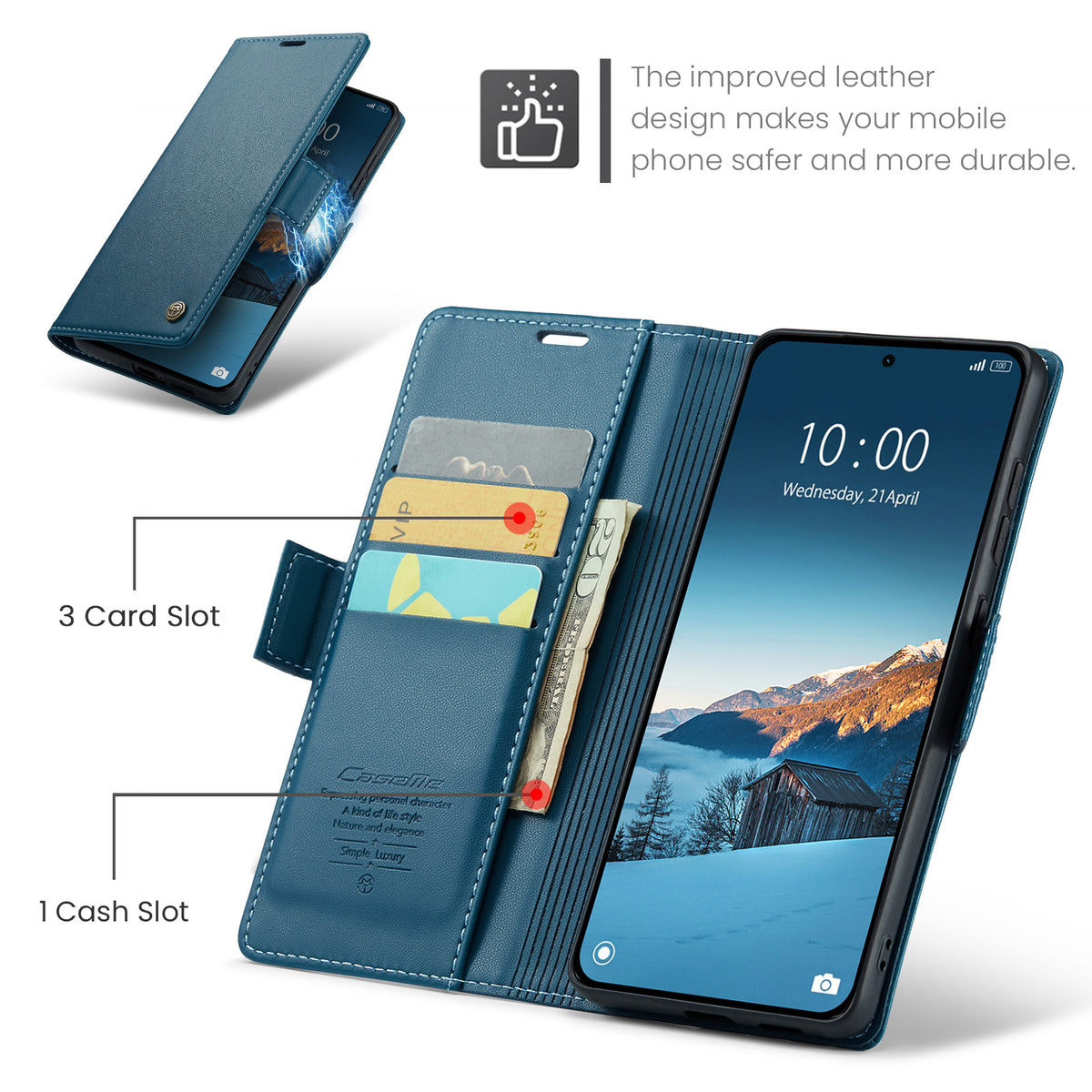 CASEME For Xiaomi Redmi Note 15 Pro 4G (Global) Case  023 Series RFID Blocking Wallet Stand Glossy Litchi Texture Leather Phone Cover