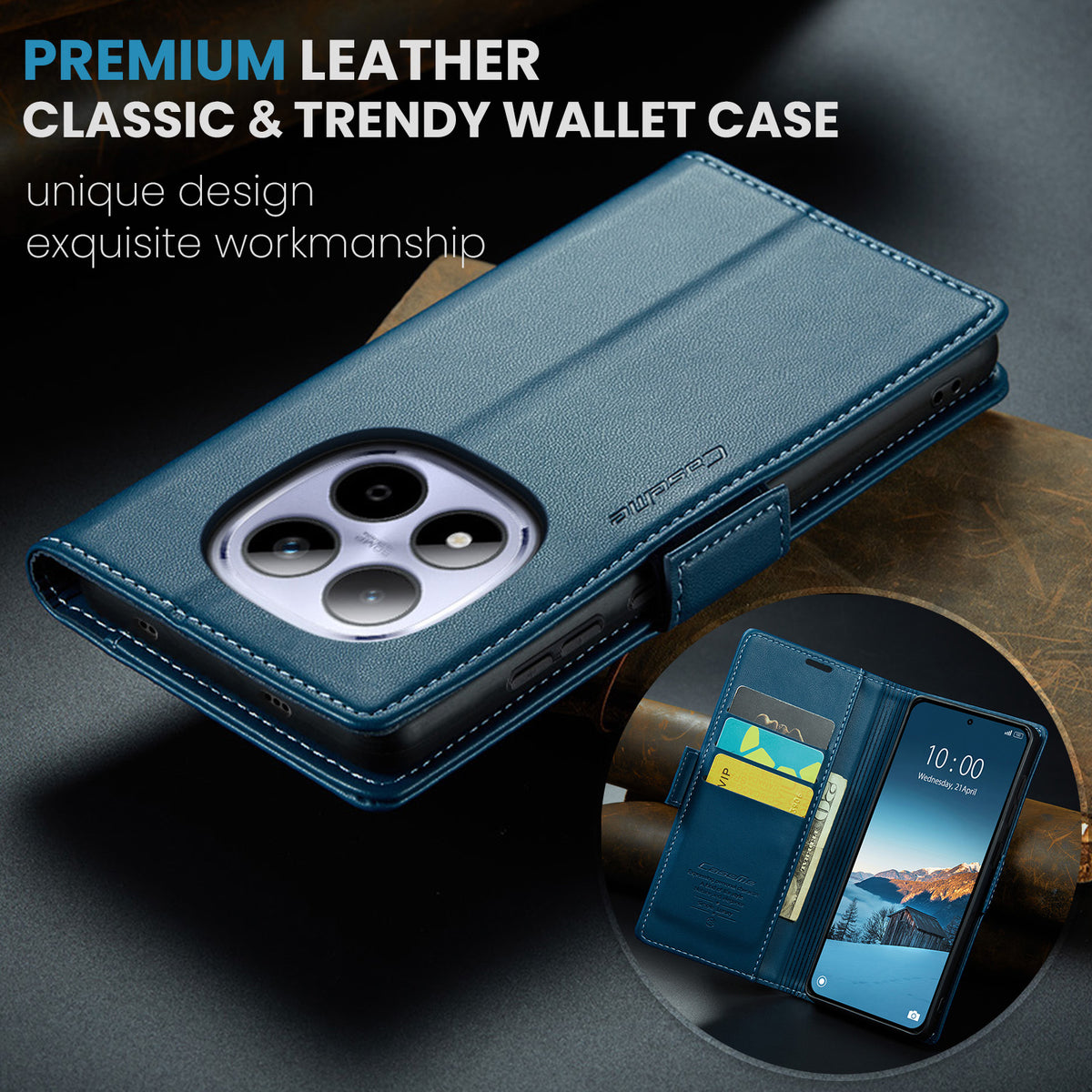 CASEME For Xiaomi Redmi Note 15 Pro 4G (Global) Case  023 Series RFID Blocking Wallet Stand Glossy Litchi Texture Leather Phone Cover
