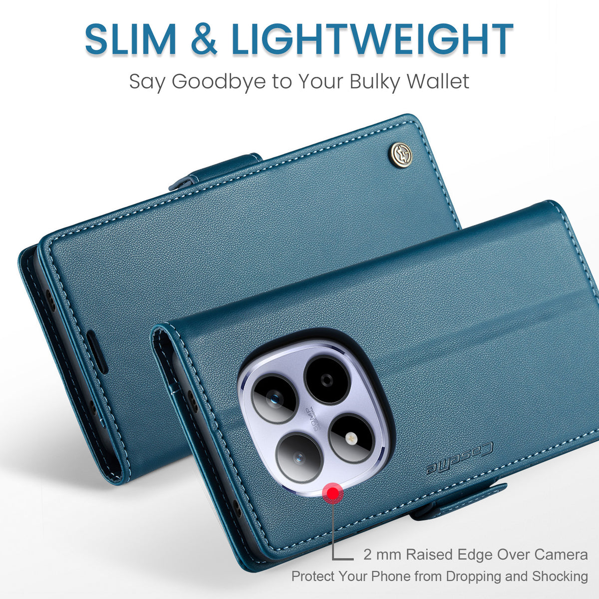 CASEME For Xiaomi Redmi Note 15 Pro 4G (Global) Case  023 Series RFID Blocking Wallet Stand Glossy Litchi Texture Leather Phone Cover