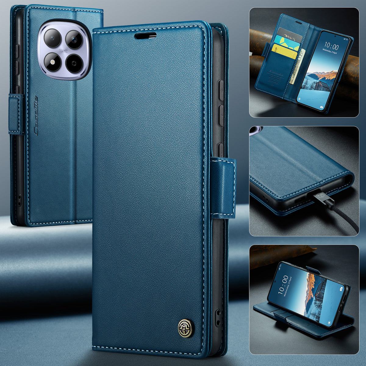 CASEME For Xiaomi Redmi Note 15 Pro 4G (Global) Case  023 Series RFID Blocking Wallet Stand Glossy Litchi Texture Leather Phone Cover