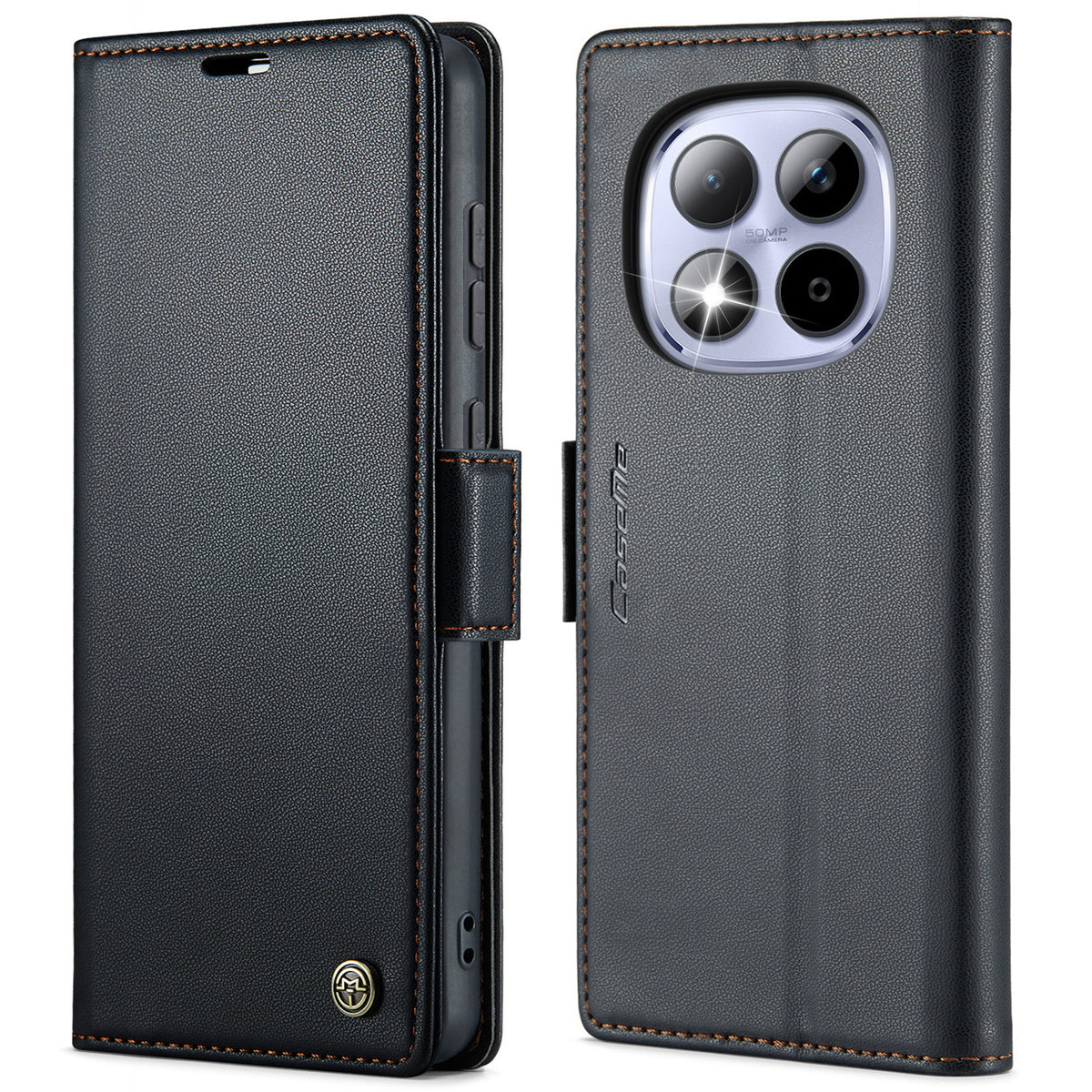 CASEME For Xiaomi Redmi Note 15 Pro 4G (Global) Case  023 Series RFID Blocking Wallet Stand Glossy Litchi Texture Leather Phone Cover