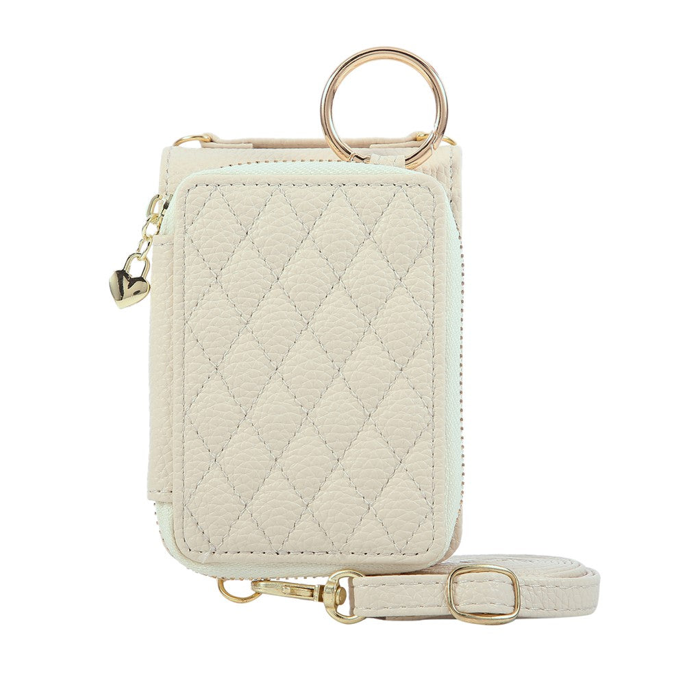 For Samsung Galaxy Z Flip6 5G Case Zipper Card Holder PU Leather Phone Back Cover with Shoulder Strap
