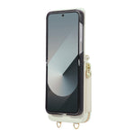 For Samsung Galaxy Z Flip6 5G Case Zipper Card Holder PU Leather Phone Back Cover with Shoulder Strap