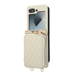 For Samsung Galaxy Z Flip6 5G Case Zipper Card Holder PU Leather Phone Back Cover with Shoulder Strap