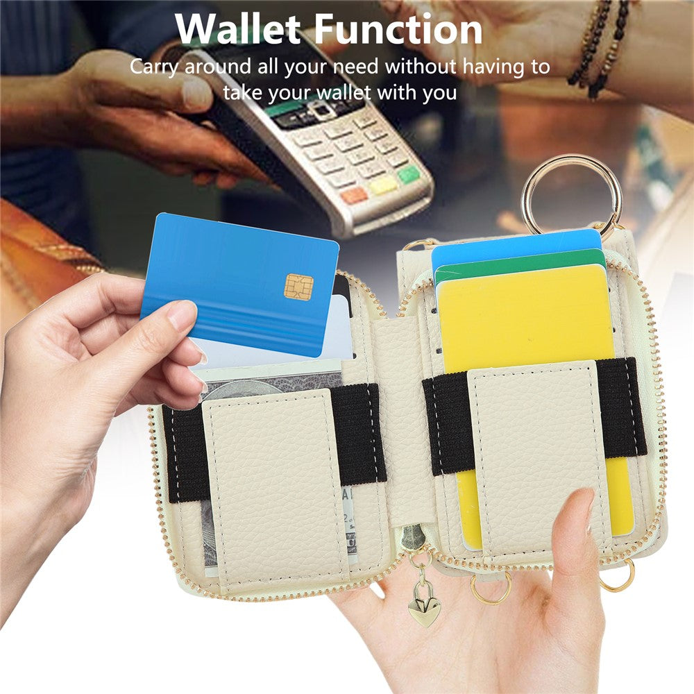 For Samsung Galaxy Z Flip6 5G Case Zipper Card Holder PU Leather Phone Back Cover with Shoulder Strap