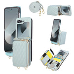 For Samsung Galaxy Z Flip6 5G Case Zipper Card Holder PU Leather Phone Back Cover with Shoulder Strap