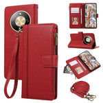 Phone Case For Honor Magic8 Lite 5G  /  X9d 5G  /  X70 5G Multi Card Slots Zipper Leather Phone Cover with Shoulder Strap  /  Wrist Strap