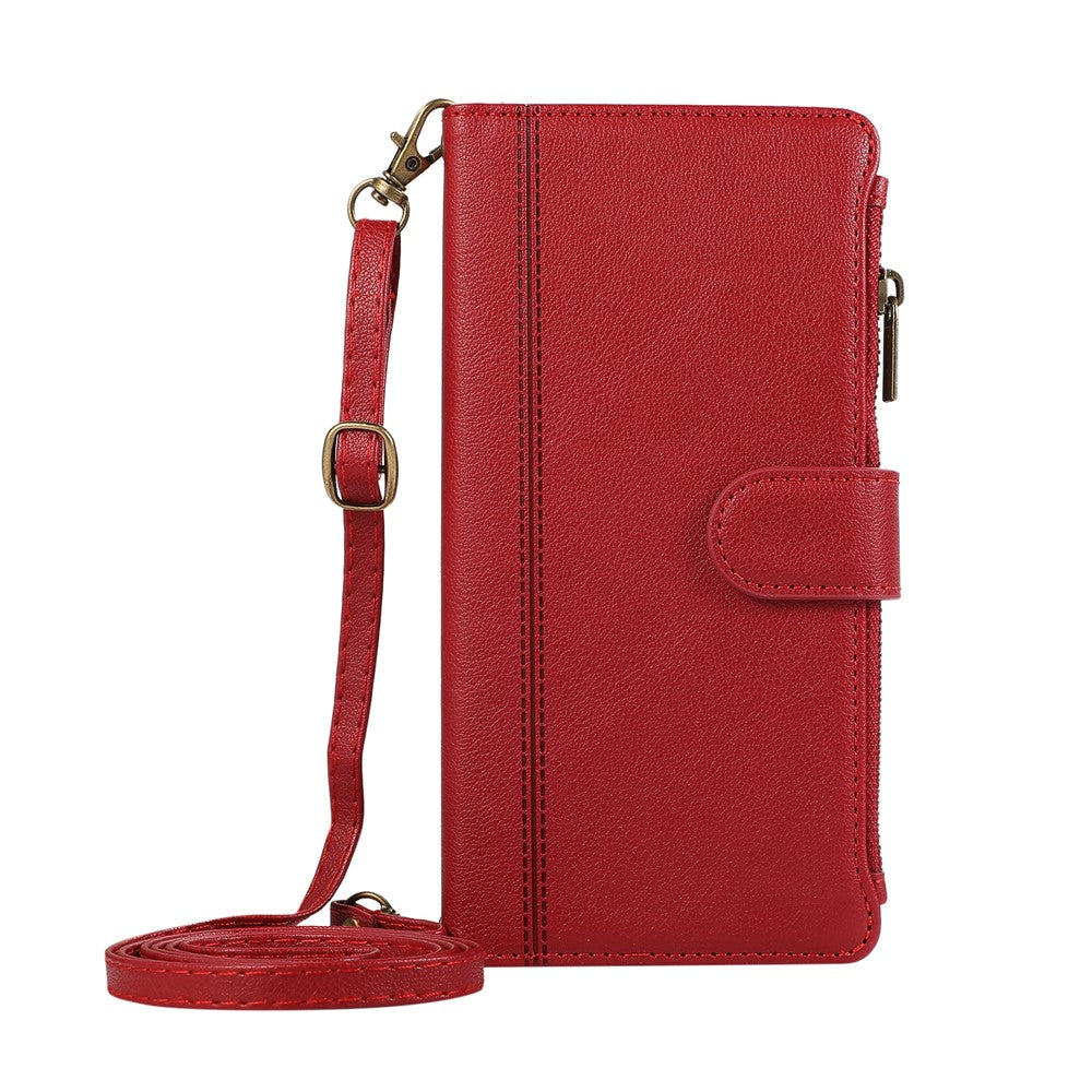 Phone Case For Honor Magic8 Lite 5G  /  X9d 5G  /  X70 5G Multi Card Slots Zipper Leather Phone Cover with Shoulder Strap  /  Wrist Strap