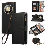 Phone Case For Honor Magic8 Lite 5G  /  X9d 5G  /  X70 5G Multi Card Slots Zipper Leather Phone Cover with Shoulder Strap  /  Wrist Strap