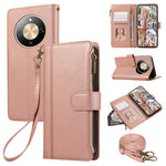Phone Case For Honor Magic8 Lite 5G  /  X9d 5G  /  X70 5G Multi Card Slots Zipper Leather Phone Cover with Shoulder Strap  /  Wrist Strap