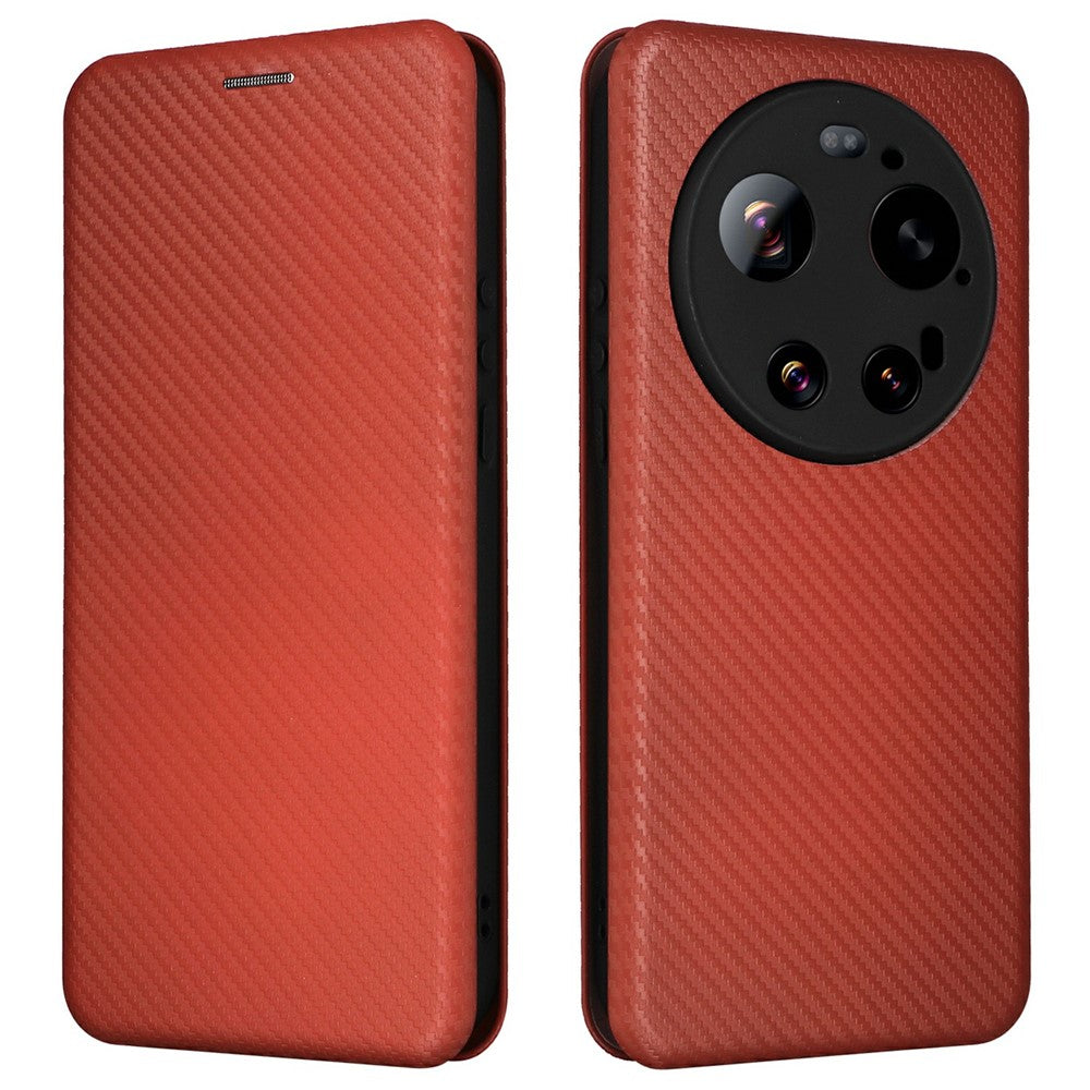For Xiaomi 17 Ultra 5G Case Carbon Fiber Texture Drop-Proof PU Leather Phone Cover