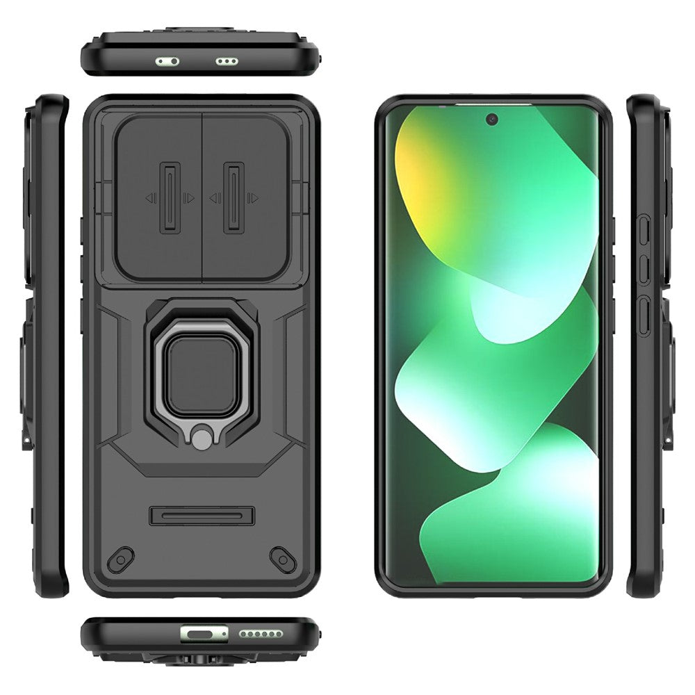 For Xiaomi Redmi Note 15 4G (Global) Case PC + TPU Kickstand Phone Protector with Lens Cover