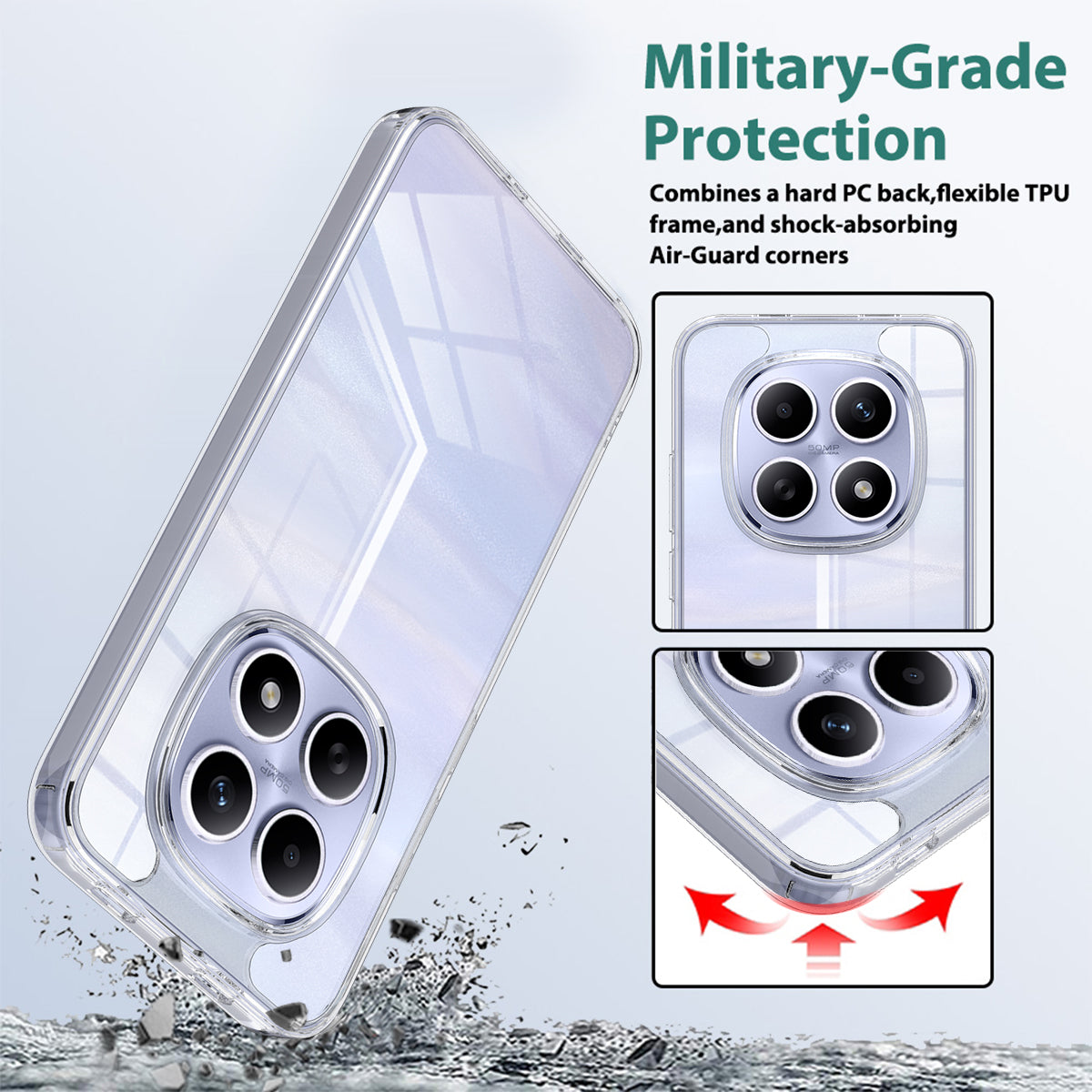 For Xiaomi Redmi Note 15 4G (Global) Clear Phone Case TPU+Acrylic Shockproof Phone Back Cover
