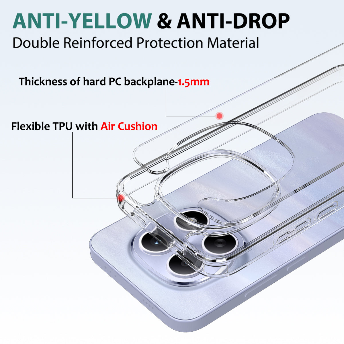 For Xiaomi Redmi Note 15 4G (Global) Clear Phone Case TPU+Acrylic Shockproof Phone Back Cover