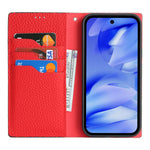 For Google Pixel 10a Wallet Case Genuine Cow Leather Phone Cover Litchi Texture