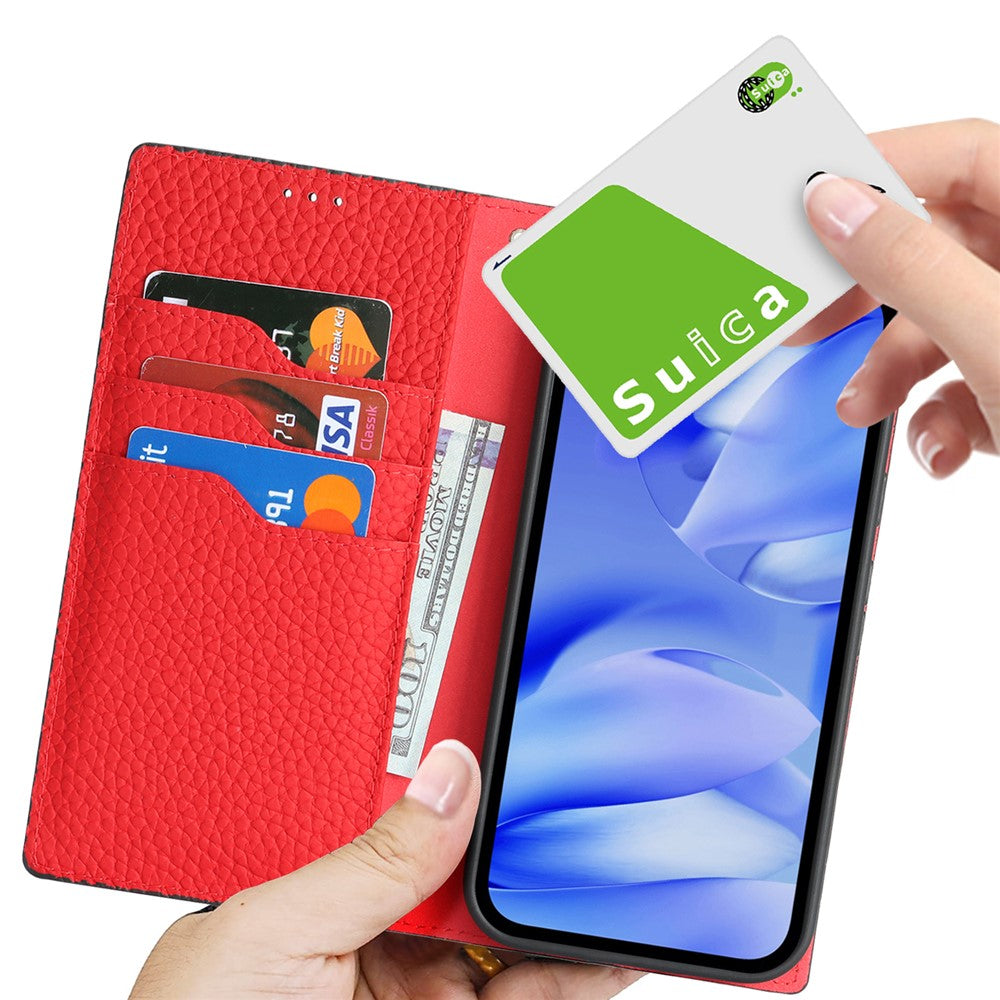 For Google Pixel 10a Wallet Case Genuine Cow Leather Phone Cover Litchi Texture