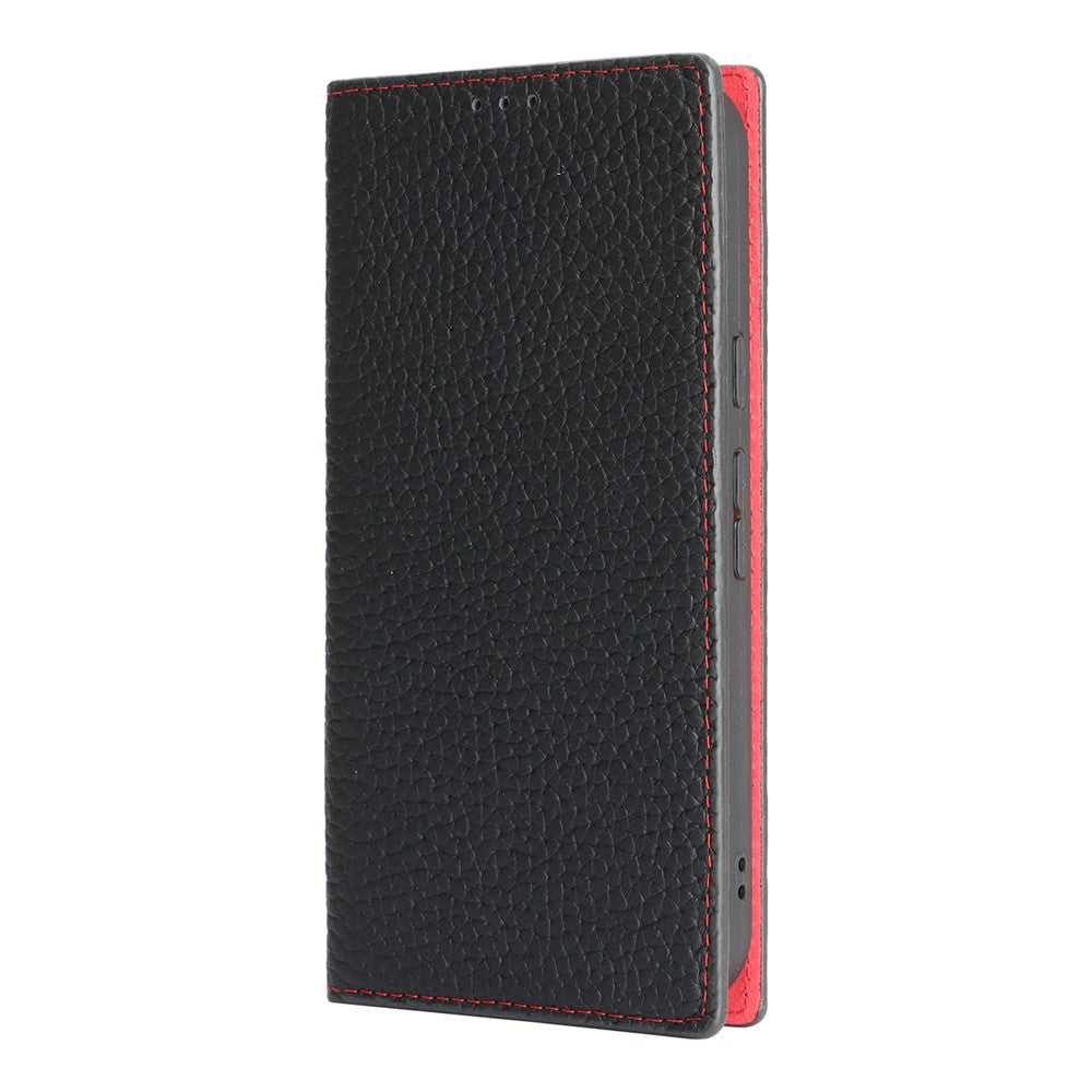 For Google Pixel 10a Wallet Case Genuine Cow Leather Phone Cover Litchi Texture