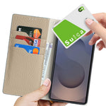 For Samsung Galaxy S26 Ultra Wallet Case Genuine Cow Leather Phone Cover Litchi Texture