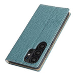For Samsung Galaxy S26 Ultra Wallet Case Genuine Cow Leather Phone Cover Litchi Texture