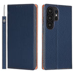 For Samsung Galaxy S26 Ultra Wallet Case Genuine Cow Leather Phone Cover Litchi Texture