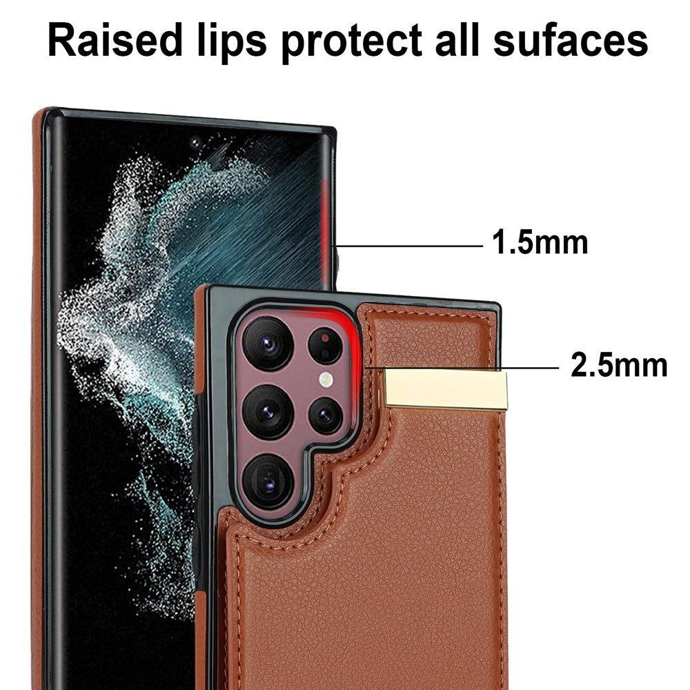 For Samsung Galaxy S26 Ultra Case TPU + PU Leather Hardware Decor Phone Cover with Card Holder