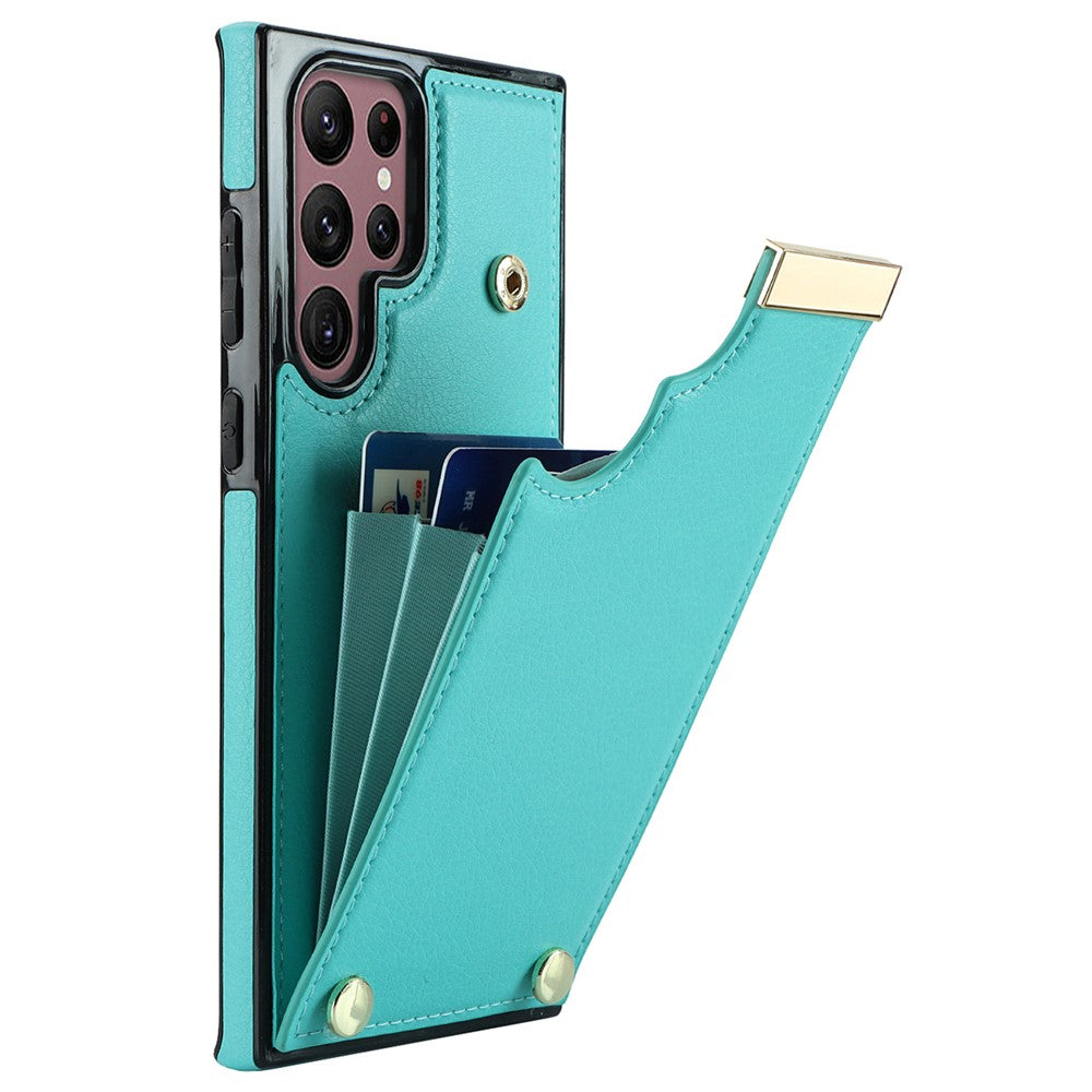 For Samsung Galaxy S26 Ultra Case TPU + PU Leather Hardware Decor Phone Cover with Card Holder