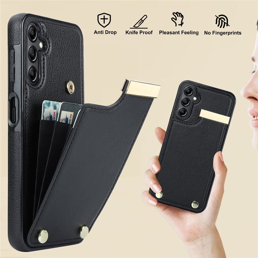 Samsung Galaxy S26-skal TPU + PU-läderdekor med hårdvara och mobilskal med korthållare