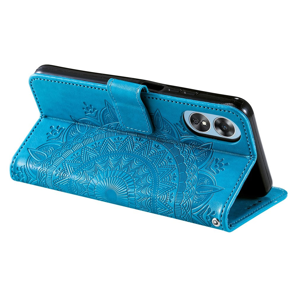 PU-läderskal med mandala-tryck och blommor till Oppo A17 4G / A17k 4G, fällbart stativ, magnetiskt spänne, skyddande plånboksfodral