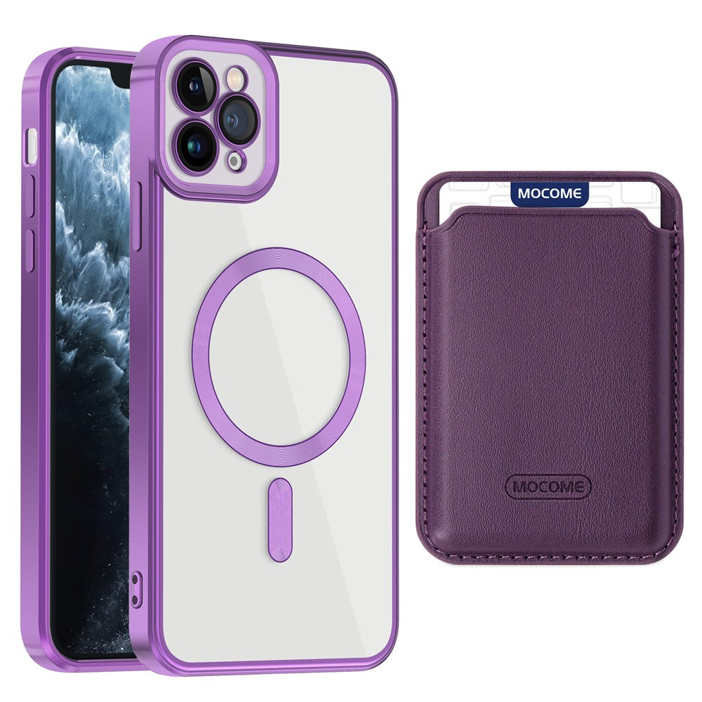 For iPhone 11 Pro Max Magnetic Phone Case TPU + PC Mobile Cover with Card Bag