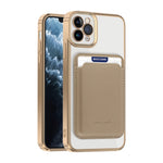 For iPhone 11 Pro Max Magnetic Phone Case TPU + PC Mobile Cover with Card Bag