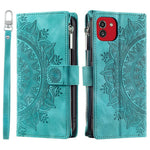 For Samsung Galaxy A03 (166.5mm) Case Mandala Flower Imprint PU Leather Case Multi Card Slot Cover with Strap