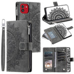 For Samsung Galaxy A03 (166.5mm) Case Mandala Flower Imprint PU Leather Case Multi Card Slot Cover with Strap