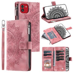 For Samsung Galaxy A03 (166.5mm) Case Mandala Flower Imprint PU Leather Case Multi Card Slot Cover with Strap
