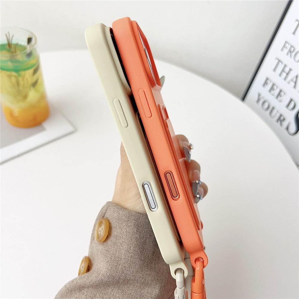 Til iPhone 18 Pro Max / 17 Pro Max Cover Flydende Silikone Kortholder Beskyttende Telefoncover med Justerbar Crossbody-rem
