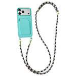 Til iPhone 18 Pro Max / 17 Pro Max Cover Flydende Silikone Kortholder Beskyttende Telefoncover med Justerbar Crossbody-rem