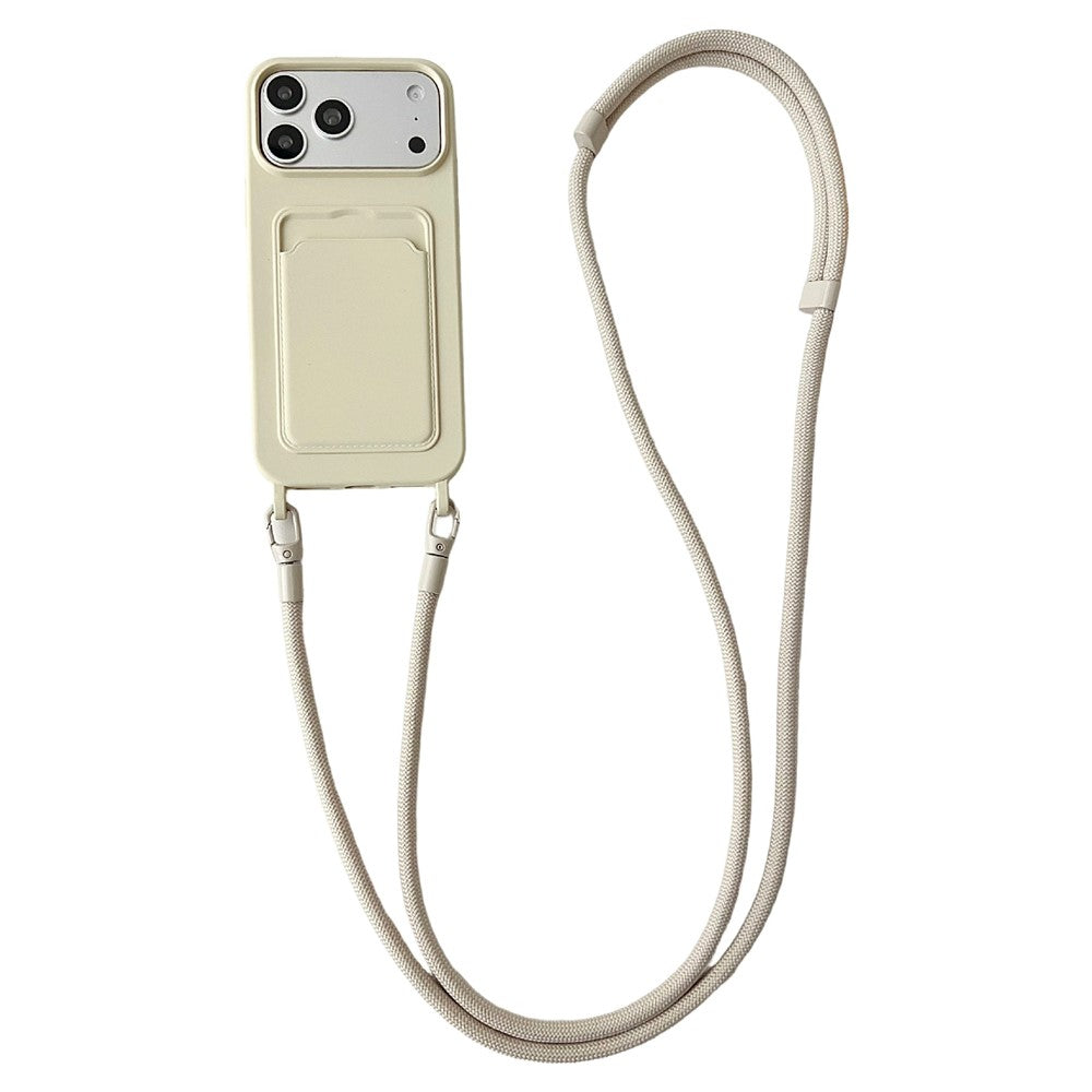 Til iPhone 18 Pro Max / 17 Pro Max Cover Flydende Silikone Kortholder Beskyttende Telefoncover med Justerbar Crossbody-rem