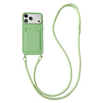 Til iPhone 18 Pro Max / 17 Pro Max Cover Flydende Silikone Kortholder Beskyttende Telefoncover med Justerbar Crossbody-rem