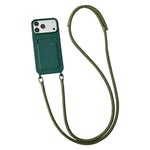 Til iPhone 18 Pro Max / 17 Pro Max Cover Flydende Silikone Kortholder Beskyttende Telefoncover med Justerbar Crossbody-rem