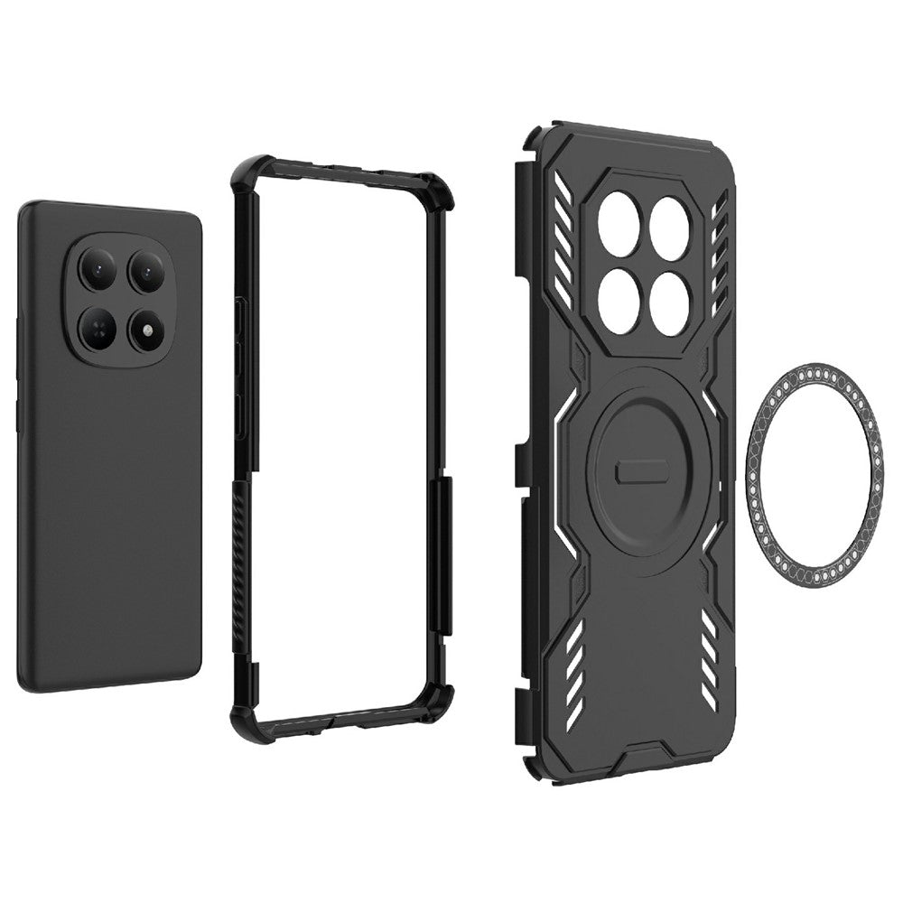 For Xiaomi Redmi Note 15 4G (Global) Magnetic Case Butterfly Armor Hollow Heat Dissipation PC + TPU Phone Cover