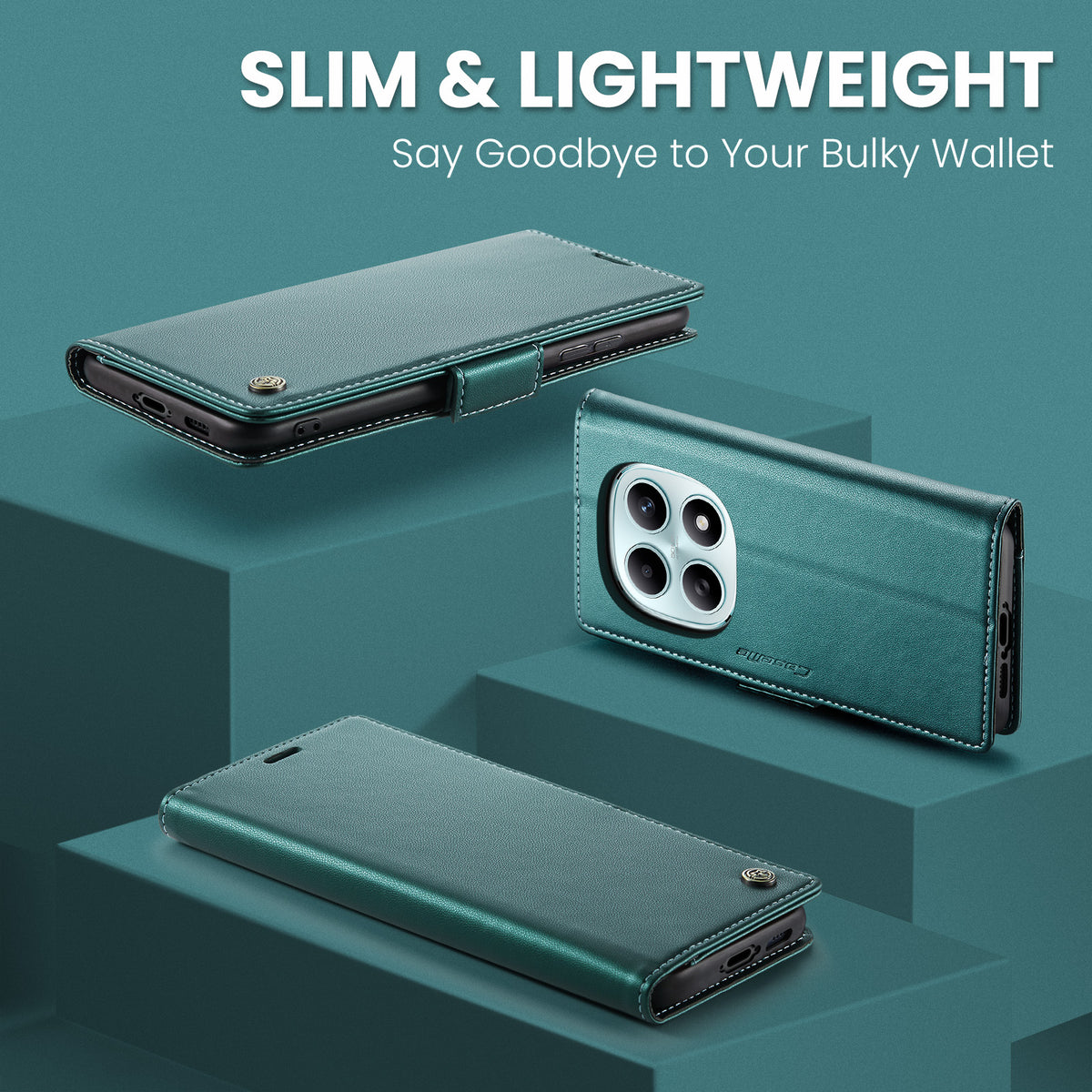 CASEME För Xiaomi Redmi Note 15 5G (Global) / Xiaomi Poco M8 5G / Xiaomi Redmi Note 15 4G (Global) Skal 023-serien RFID-blockerande plånboksfodral Glansigt läderfodral med litchitextur