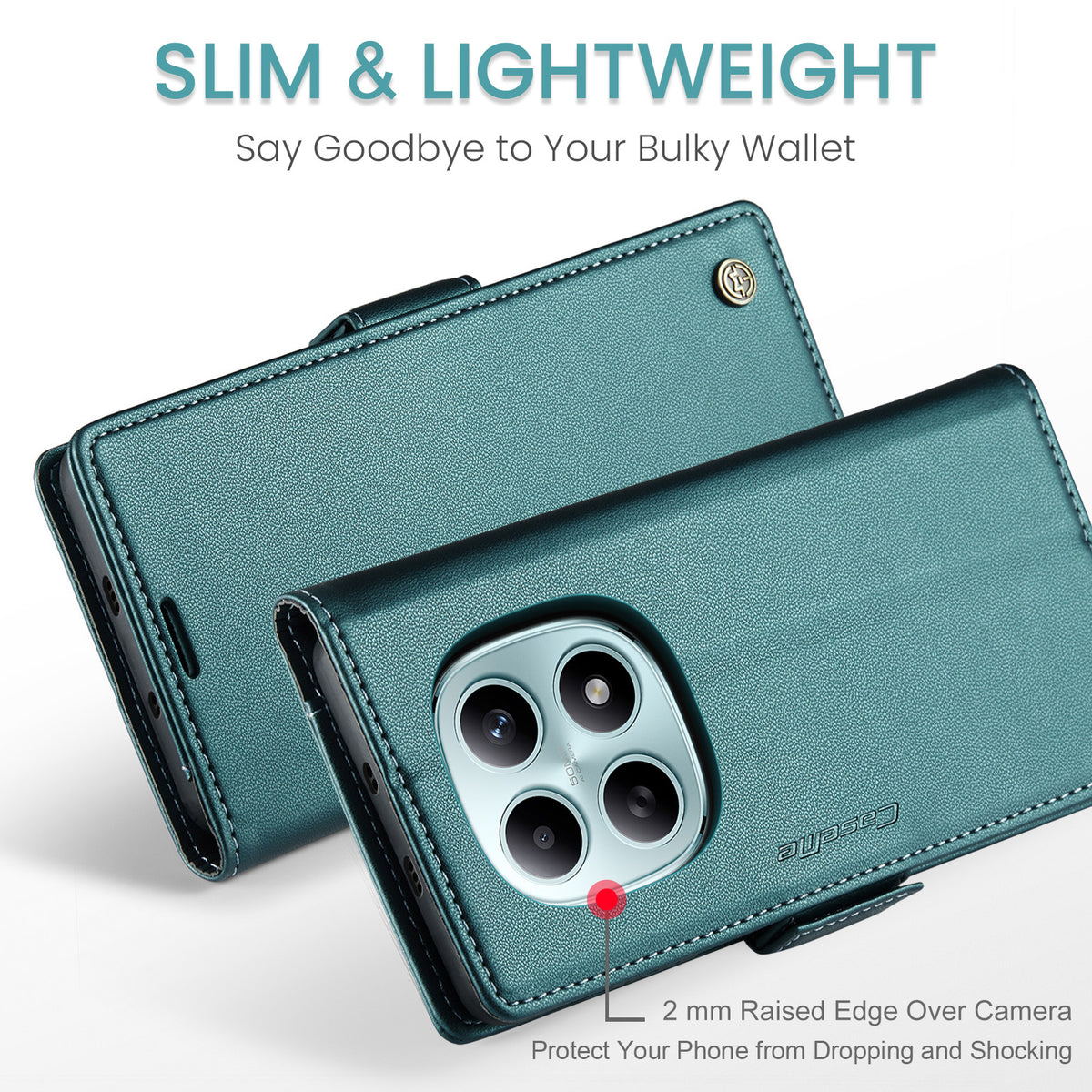 CASEME För Xiaomi Redmi Note 15 5G (Global) / Xiaomi Poco M8 5G / Xiaomi Redmi Note 15 4G (Global) Skal 023-serien RFID-blockerande plånboksfodral Glansigt läderfodral med litchitextur