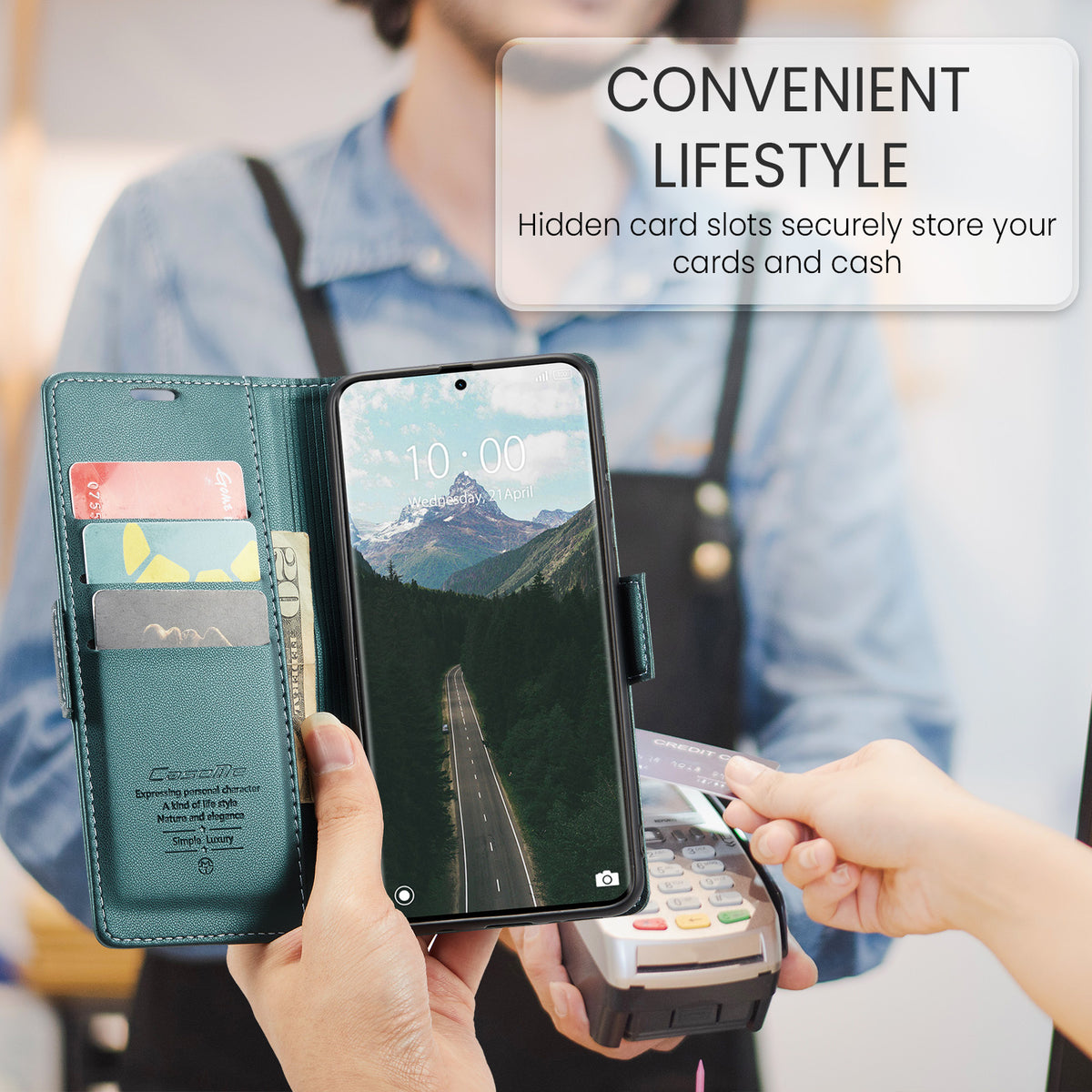 CASEME cover til Xiaomi Redmi Note 15 5G (Global) / Xiaomi Poco M8 5G / Xiaomi Redmi Note 15 4G (Global), pungcover i 023-serien med RFID-blokering, blankt lædercover med litchitekstur