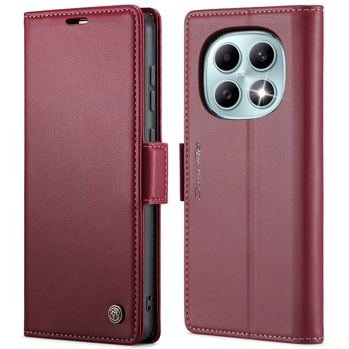 CASEME För Xiaomi Redmi Note 15 5G (Global) / Xiaomi Poco M8 5G / Xiaomi Redmi Note 15 4G (Global) Skal 023-serien RFID-blockerande plånboksfodral Glansigt läderfodral med litchitextur