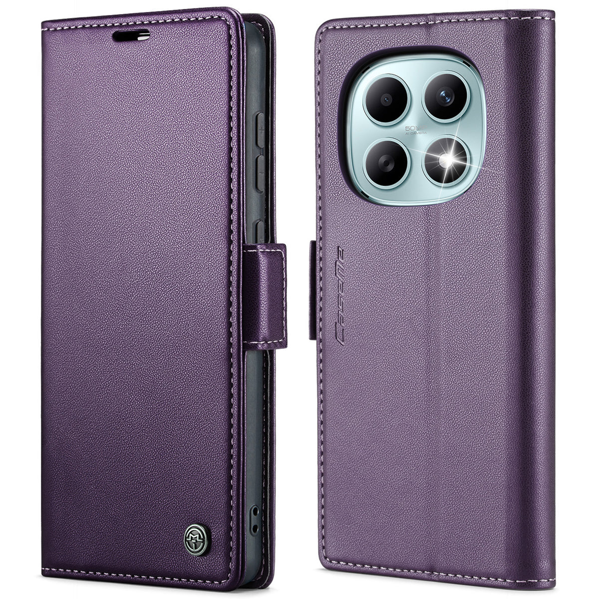 CASEME För Xiaomi Redmi Note 15 5G (Global) / Xiaomi Poco M8 5G / Xiaomi Redmi Note 15 4G (Global) Skal 023-serien RFID-blockerande plånboksfodral Glansigt läderfodral med litchitextur