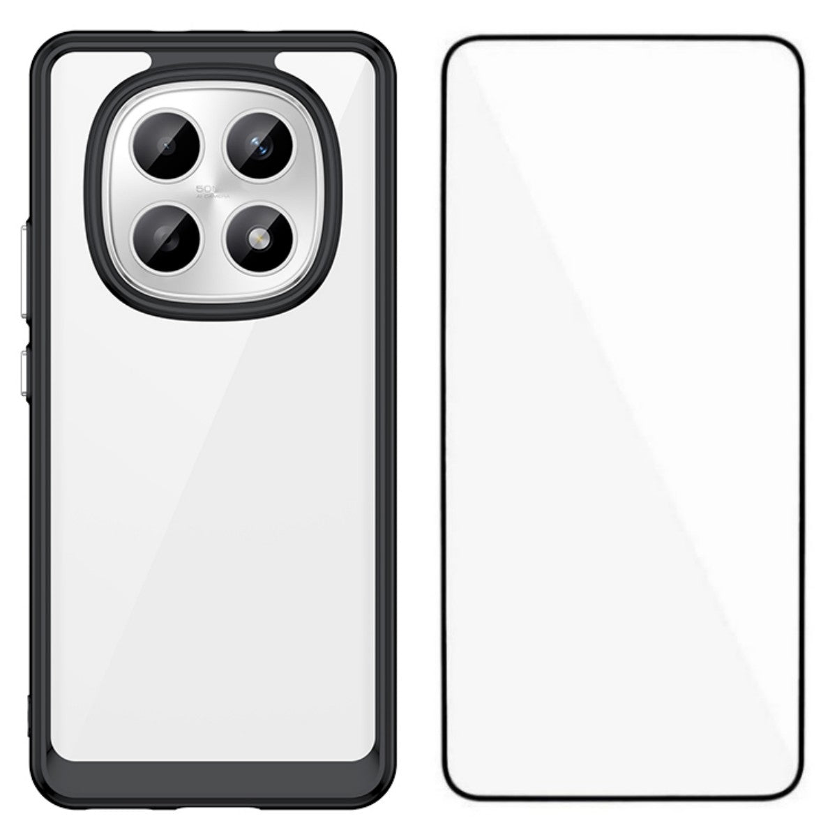 WANLONFENG mobilcover i XC-serien af TPU med akrylbeskyttelse og hærdet glas til Xiaomi Redmi Note 15 Pro 4G (Global) (stort linsehul)